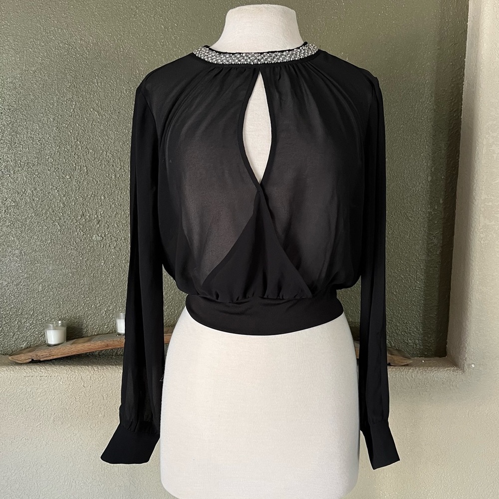 Sheer Black Windsor Top